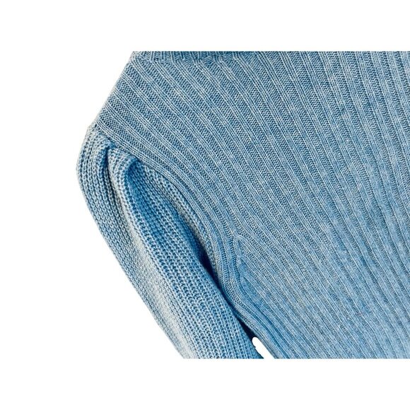 Aqua 100% Cashmere Balloon Sleeve Sweater In Heather Blue Size Small - Picture 5 of 9